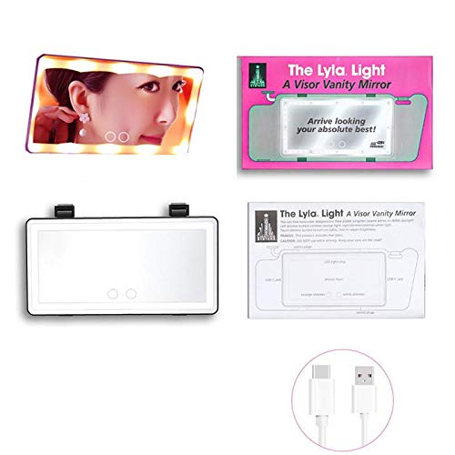 Preisvergleich Produktbild Autospiegel mit LED-Beleuchtung, Schminkspiegel mit Licht, Babyspiegel, Rücksitzspiegel, einstellbar, flexibel anbringen, Klettverschluss - Schwarz