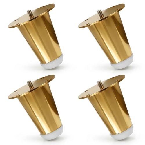 Image of VOLO Furniture Legs 3 inch, Heavy Duty Sofa Legs, Modern Style Furniture Legs, DIY Replacement SS Metal Legs for Table Cabinet Cupboard Sofa Couch Chair, (Set of 4 pcs)(A-67) (3 inch- 75 mm, Gold)