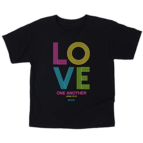 Kerusso Love One Another Stripes Black Cotton Kids' Crew Neck T-Shirt, 4T