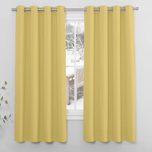Rideau de decoration rideaux polyester jaune 120x160 isolant thermique - 2