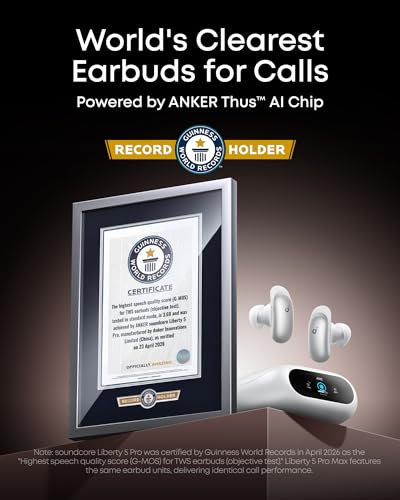 Image of soundcore 2026 New Anker Liberty 5 Pro, ANKER Thus AI Chip, Guinness Records Holder, Whisper-Clear Calls, 10 Sensors, Wireless Noise Cancelling Earbuds ANC 4.0, Dolby Atmos,LDAC, Hi-Res Audio,IP55,28H