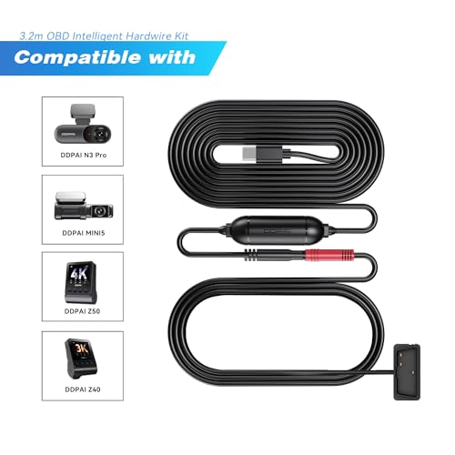 Image of DDPAI Dash Cam Smart OBD Hardware Kit Compatible with Models N1 Dual, N3 Pro, N5 Dual, Z40, Z60, and MINI5, Enable 24 Hours Parking Monitor (Not for Mini Pro)
