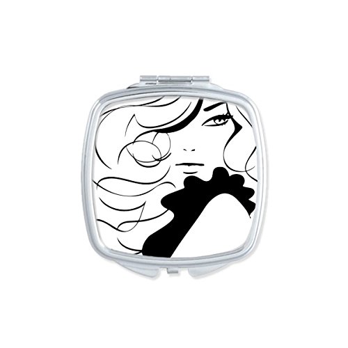 Miroir portable mignon illustration lady idée cadeau originale anniversaire femme amie