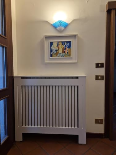 Miniatura 5 de Fativo Cubierta De Radiador Alta Blanca Moderna: 100 Cm De Altura Interior Consola Cubreradiador De Madera Armario Cubre Radiadors De Mdf Estante Para Radiador Calentador Vertical, 111x19x101 Cm