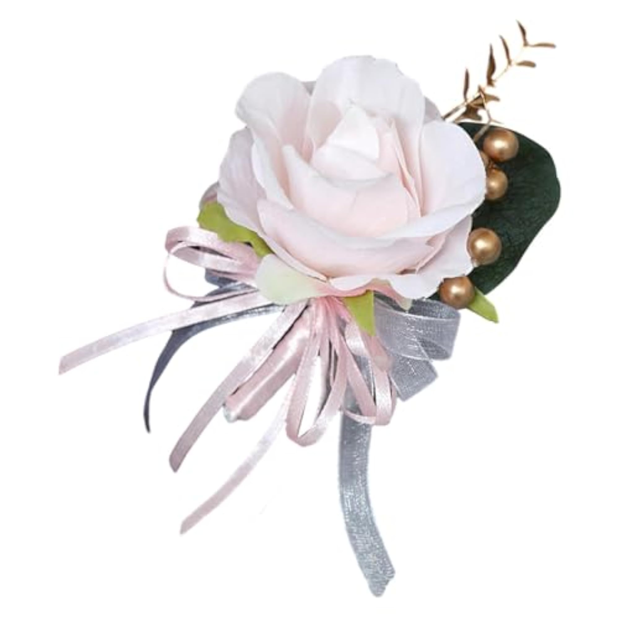 Light Pink Wedding Flower Boutonniere Brooch, Romantic Accessory