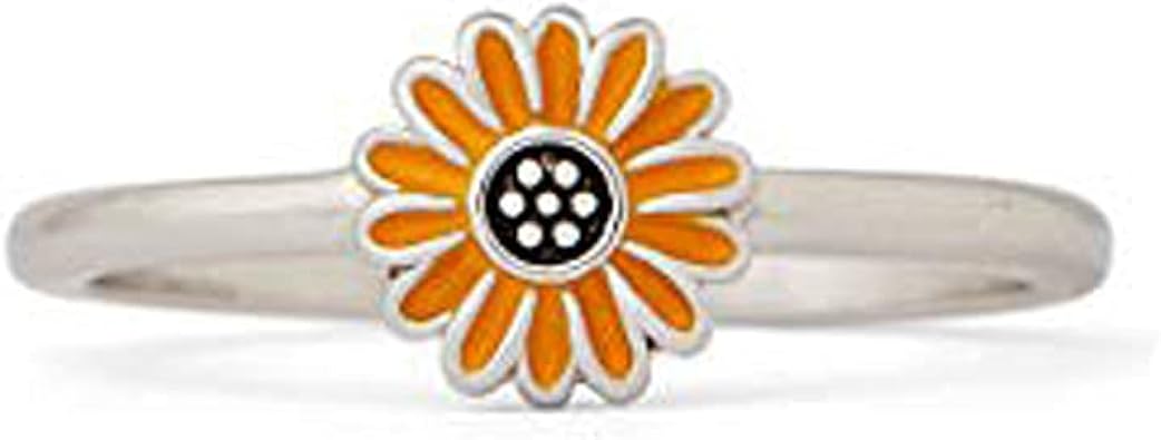 Amazon Com Pura Vida Silver Plated Enamel Sunflower Ring Brass Base Band Sizes 5 9 Clothing Shoes Jewelry
