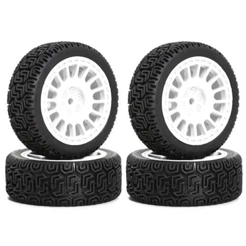 Pneus de rallye RC 68mm pour Tamiya XV01 XV02 TT02, 4 pièces en caoutchouc blanc