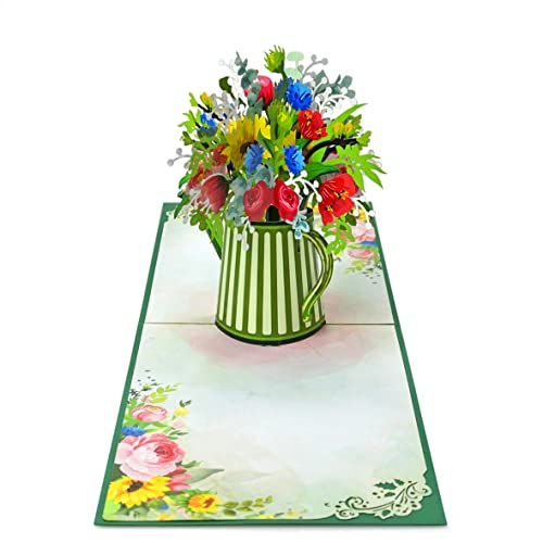 Cutpopup Mother's Day Card Pop Up, Birthday 3D Greeting Card (Watering Can Flowers) #TOP2