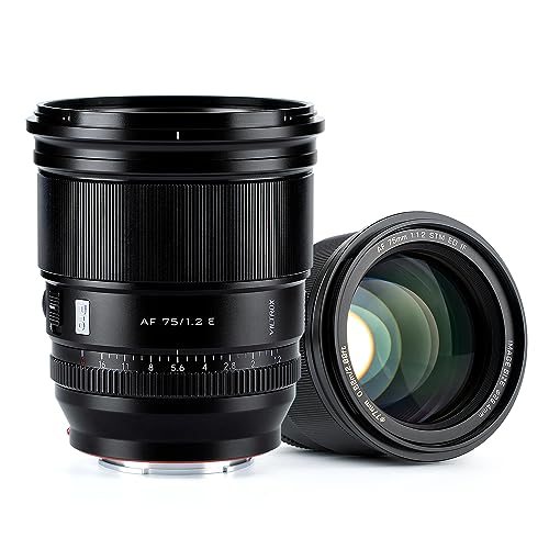 VILTROX 75mm f/1.2 F1.2 EF PRO EF Lens for Sony E-Mount Ultra Wide Angle APS-C Auto Focus Prime Lens Compatible with Sony E-Mount Mirrorless Cameras A7M/R/S Series A7Cc A9 A1 A6x00 Fs5