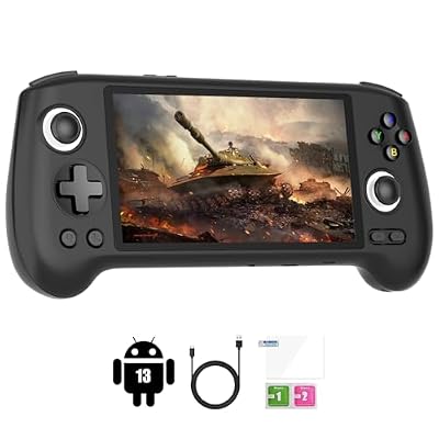 RG556 Retro Handheld Game Consoles No Card Retro Game Console Android 13 System 5.48-inch AMOLED Screen Unisoc T820 Processor, Retro Gaming Console 5500mAh Battery Lasting 8 Hours(Black)