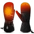 SNOW DEER Heated Ski Mittens for Men Women, Electric Mitts Gloves Rechargeable Battery Heated Hand Glove for Arthritis Skiing Hiking (S)
