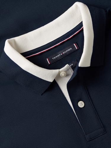 Image of Tommy Hilfiger Men's Short Sleeve Casual Polo Shirts in Regular Fit with Stretch and Contrast Collar Designs
