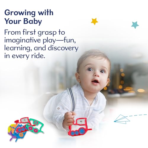Image of Chicco 123 Train | Rattle for 3 to 18 months|Easy-Grip Baby Toy with Soft Teething Paws & Rattling Sound| Soothes Gums & Stimulates Senses | Paint-free