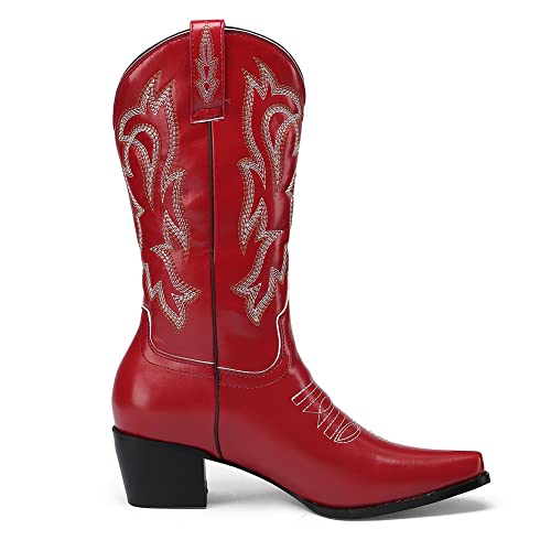 LIPIJIXI Dames's Cowboy Laarzen Western CowgirL Laarzen Retro Puntige Teen Laarzen - Afbeelding 5