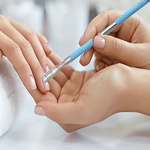 Cuticle Pusher Tool - Dual Sided Sharp Edge Spoon Shaped Double Ended Cuticle Pusher Remover Cuticle Cleaner Stainless Steel Manicure Pedicure Nail Art Care Tools Set 1 Pc By Krisp Beauty (Blue) - Thumbnail 6