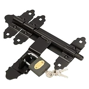 KOTARBAU® Torriegel 200 / 12mm mit Vorhängeschloss Bolzenriegel Schubriegel Schwarz Pulverbeschichtet Torschieber Türschlossriegel Türriegel Riegel