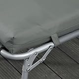 Outsunny 2er Set Auflage für Sonnenliege, Flammhemmend Liegenauflage mit Bänder für Gartenliege 8cm dick Polsterauflage Liegestuhl Kissen für Gartenmöbel, Deckchair 196x55x8 cm Dunkelgrau NUR Kissen