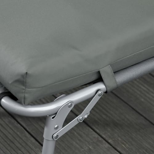 Outsunny 2er Set Auflage für Sonnenliege, Flammhemmend Liegenauflage mit Bänder für Gartenliege 8cm dick Polsterauflage Liegestuhl Kissen für Gartenmöbel, Deckchair 196x55x8 cm Dunkelgrau NUR Kissen