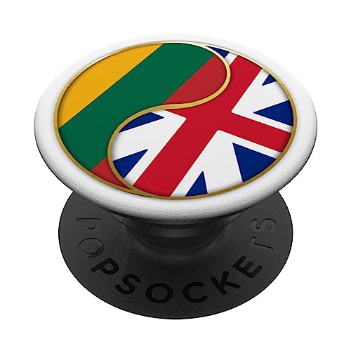 Lithuanian British Flag England Lithuania British Lithuanian PopSockets Swappable PopGrip, Black