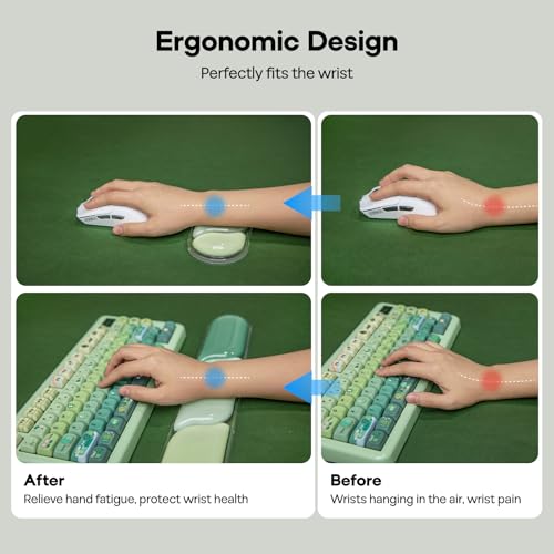 Image of EPOMAKER CloudGel Wrist Rest for Keyboard and Mouse, 2 Pieces | Silicone Wrist Support, Anti-Slip Rubber Bottom, Ergonomic Design, Suitable for Office /Computer /Laptop /Gaming (Green)