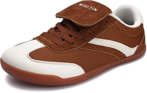 Image of WHITIN Wide Toe Box Barefoot Shoes for Women + Fashion Tennis Sneakers + Trendy Fold-Over Tongue