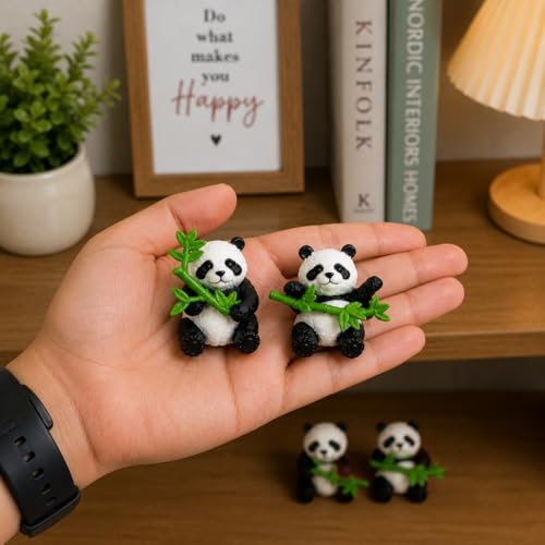 Image of HindCraft Cute Panda Showpiece Set for Home Decor | Panda Miniature Figurines for Desk, Shelf, Car Dashboard & Gift (Set of 4)