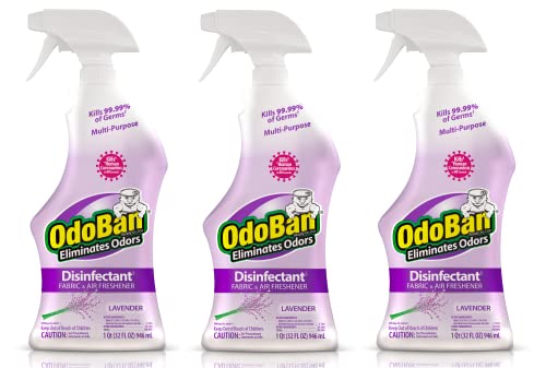 Image of OdoBan Ready-to-Use Disinfectant and Odor Eliminator, Set of 3 Spray Bottles, 32 Ounces Each, Lavender Scent