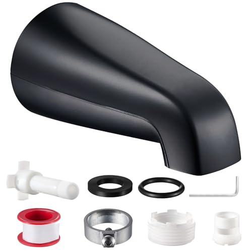Fosenlion Universal Bathtub Faucet Tub Spout Fast-Fill No-Leak Easy Install Metal Tub Faucet Replacement Fits 1/2 Slip-Fit Copper Pipe and 1/2 IPS & 3/4 IPS Thread Connections (Matte Black)