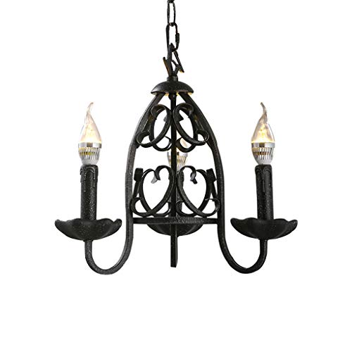 Preisvergleich Produktbild Einfacher Und Kreativer 3 Hauptwohnzimmer-Leuchter, Weinlese-industrieller Schwarzer Schmiedeeisen-Leuchter, 1,8 Meter-heller Draht Kann Frei Justiert Werden, W43m * H218cm