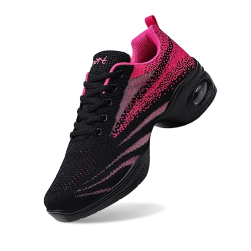 Chaussures de jazz pour femme Generisch rose taille 35 avec lacets et coussin d'air