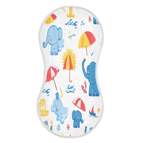 Cartoon Elephant Plant Burp Cloths Cotton Baby Washcloths,Large 22x11in Burping Cloth Absorbent and Soft for Newborn Baby Boys and Girls,4 Pack