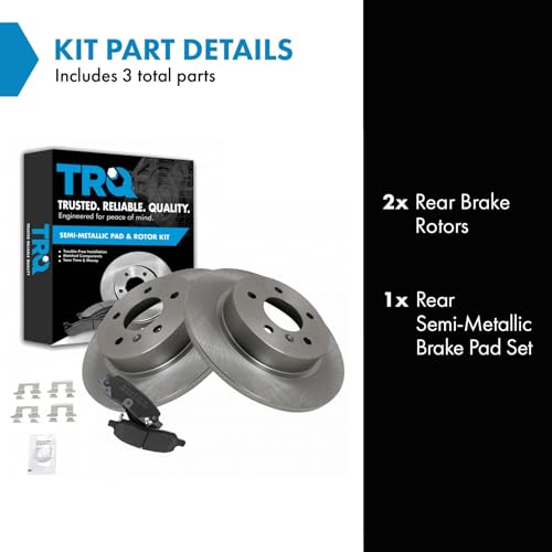 Image of TRQ Rear Brake Pad and Rotor Set Semi Metallic Solid Rotors | For 2006-2011 Buick Lucerne 2006-2011 Cadillac DTS