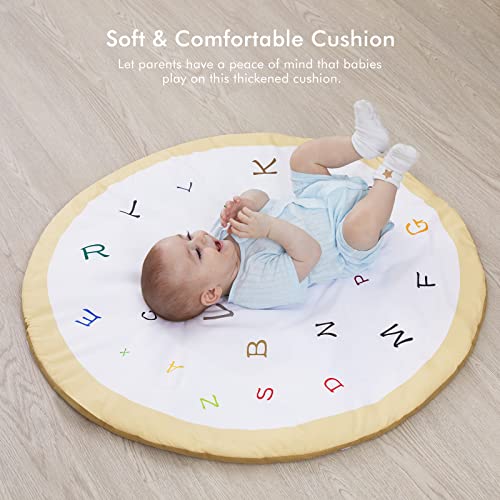 Angelbliss Baby Play Gym Mat, Cozy Alphabet Design For Newborn Stage-Based Developmental Activity Gym & Play Mat Tummy Time For Babies To Toddlers With 5 Toys, Tent Cover & Pillow, Boy & Girl Gifts #TOP4