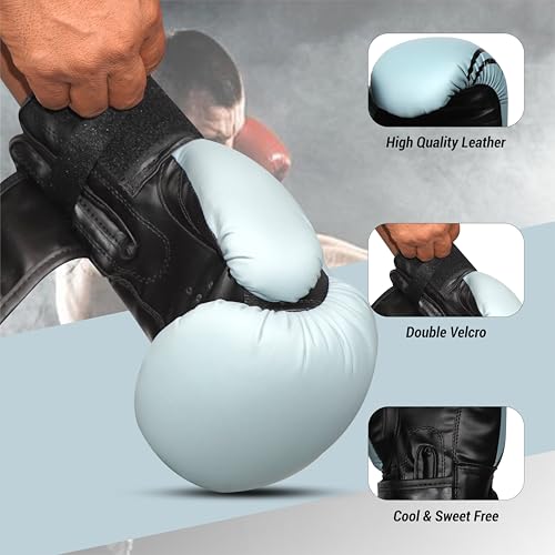 Image of Boxing Gloves - Faux Leather Training Gloves with Hook and Loop Velcro Closure for Long-Lasting Strength and Durability