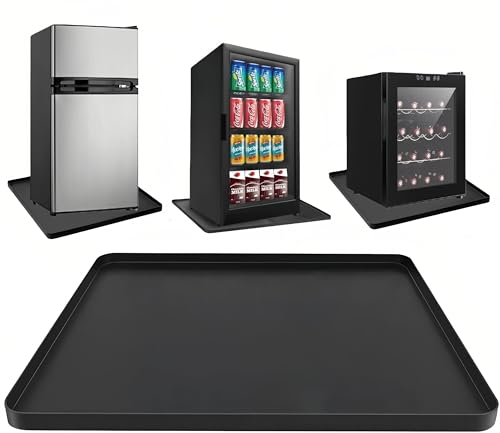 Punhard Mini Fridge Silicone Mat 19.7x19.7 Inch - Flexible Silicone Drip Tray & Floor Protection for Mini Fridge Coffee Maker Water Cooler Non-Slip Black