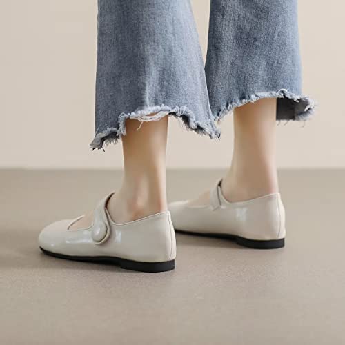 Image of LUXINYU Women's Slip on Flats,Classy Round Toe Solid Classic Mary Jane Ballet Dance Shoes Soft Comfortable PU Flat Shoes