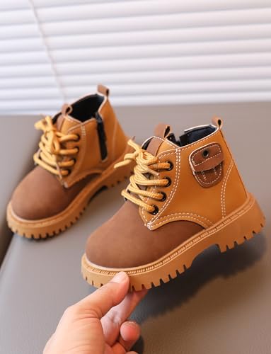 Happy Cherry Infant Boots Boy Autumn Winter Comfort Boots Lace-Up Work Boots High Top Ankle Shoes for Baby Girls3