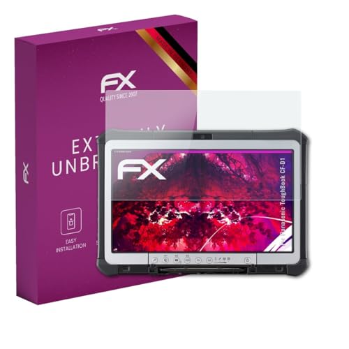atFoliX Glasfolie kompatibel mit Panasonic ToughBook CF-D1 Bildschirmfolie, 9H Hybrid-Glass FX Schutzpanzer Folie