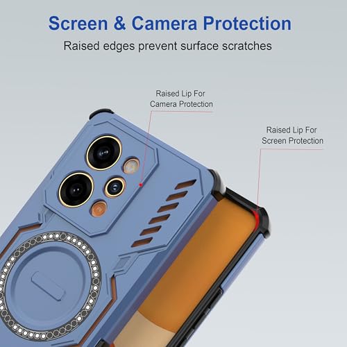 Image of amazon basics Back Case Cover for Realme P4 Power 5G | Magnetic Case with Built-in Metal Ring | Supports MagSafe Charger, Wallet & Car Mount | Shockproof Hybrid PC + TPU | Blue