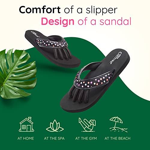Pedicure Sandals with Built In Toe Separators for Women - Comfortable Spa Style Flip Flops for Home, Salon, Yoga & Gym Use - Ideal for Nail Drying & Foot Wellness (Polkadot-L)