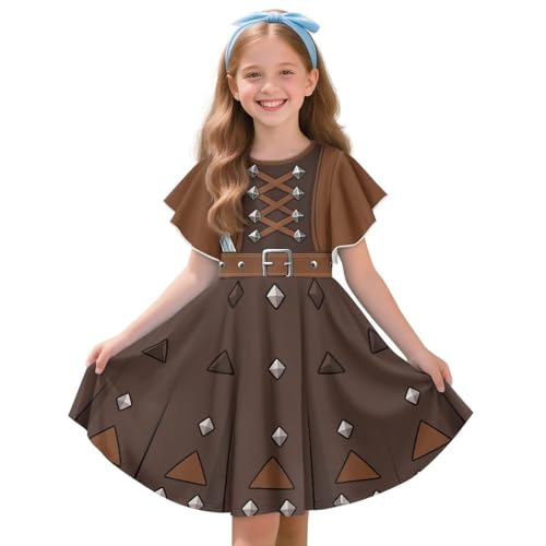 Vestido corto de manga con volantes para niñas
