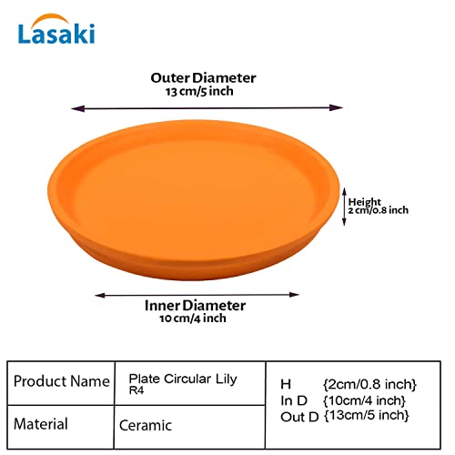 Image of Lasaki Round Ceramic Trays (Plates Saucers) for Pots, planters, Flower, Succulent(Set of 2,Lily,4 inch) R4(Plants not Included)