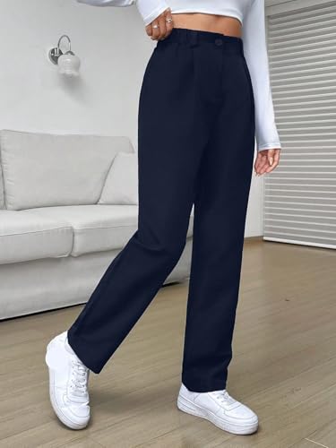 Women's Work Casual Pants Pleated Straight Leg Pants for Business3