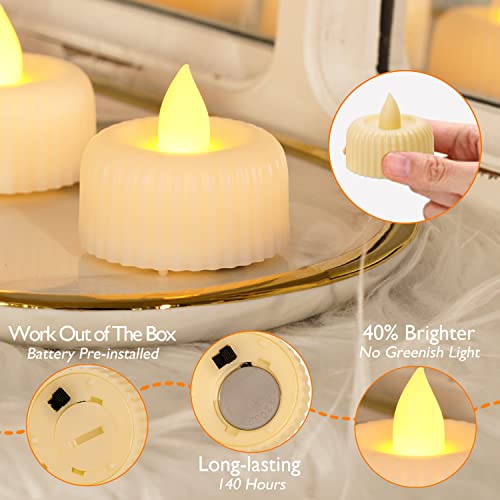 24Pack Battery Tea Lights, Long-Lasting Bright Led Tea Light Candles Battery Operated, Realistic Flickering Flameless Candles Electric Tealight For Home Wedding Decor (Amber Light, Batteries Included) #TOP2