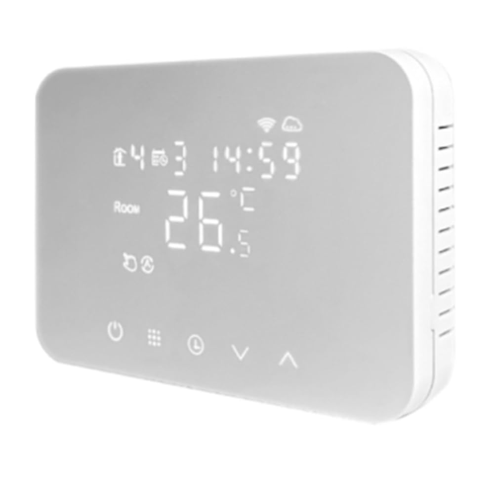 CRONOTERMOSTATO WIFI A BATTERIA SOFT TOUCH SMARTPHONE APP ALEXA TERMOSTATO CALDAIA DA PARETE O BOX 503 programmabile controllabile a distanza TUYA o Smart life CALDO/FREDDO (BIANCO)