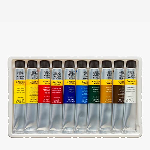Winsor and Newton Galeria Acrylic Paint Set of 10 Colours in 20 ml Tubes, Water Based Paint, Ideal for Paper, Canvas, Wood, Ceramic and Fabric