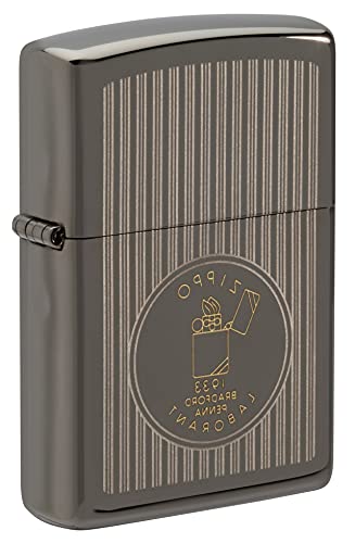 Zippo Windproof Lighter, Founder's Day Design, Black Ice, Laser Two-Tone, Refillable, Reusable, Windproof Design