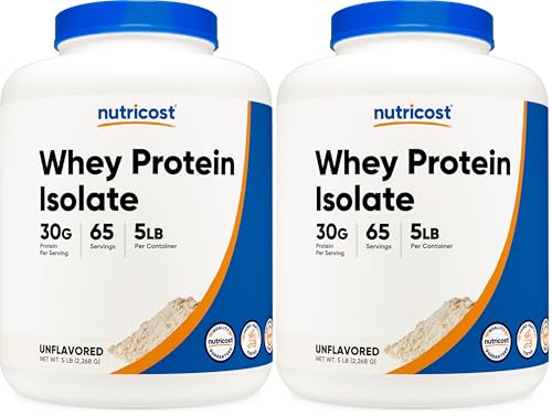 Image of Nutricost Whey Protein Isolate (Unflavored) 5LBS (Pack of 2)