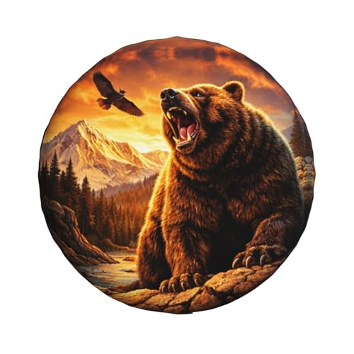 Image of Wild Bear Spare Tire Cover - Funny Wheel Protectors Waterproof Universal Wheel Cover for SUV Rv Travel Trailer Camper Truck 15 Inch