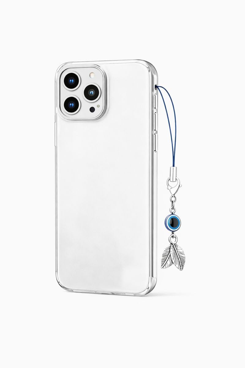 Evil Eye Charm Mobile Phone Strap with Silver Feather Pendant, Blue Cord-image-14